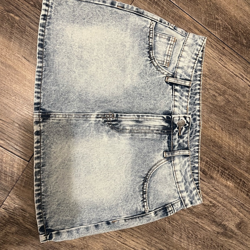 Acid Wash Denim Mini Skirt